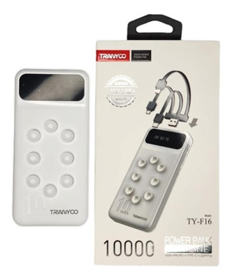 Cargador Portatil Tranyoo F16 10000mah Adhesivo Pin 3en1