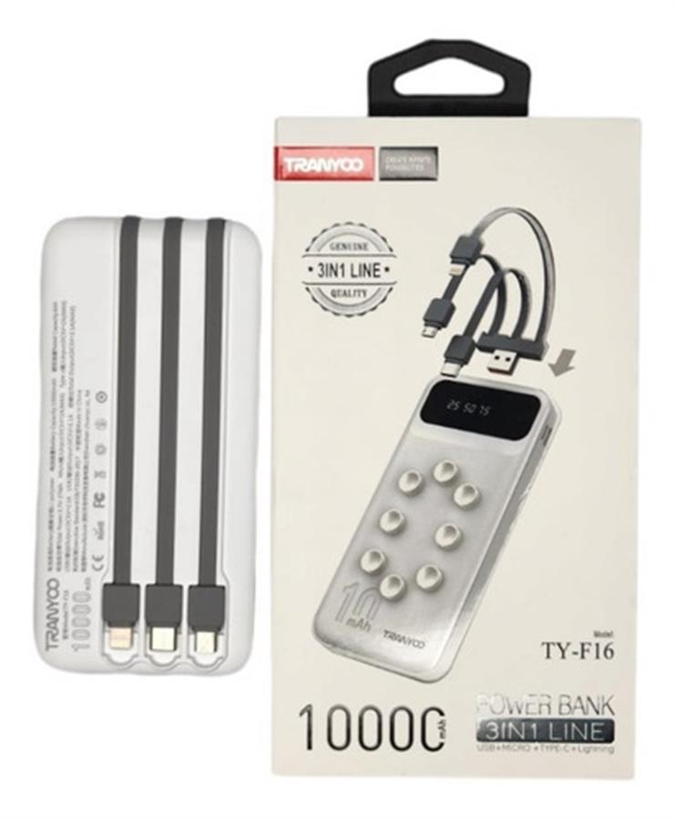 Cargador Portatil Tranyoo F16 10000mah Adhesivo Pin 3en1