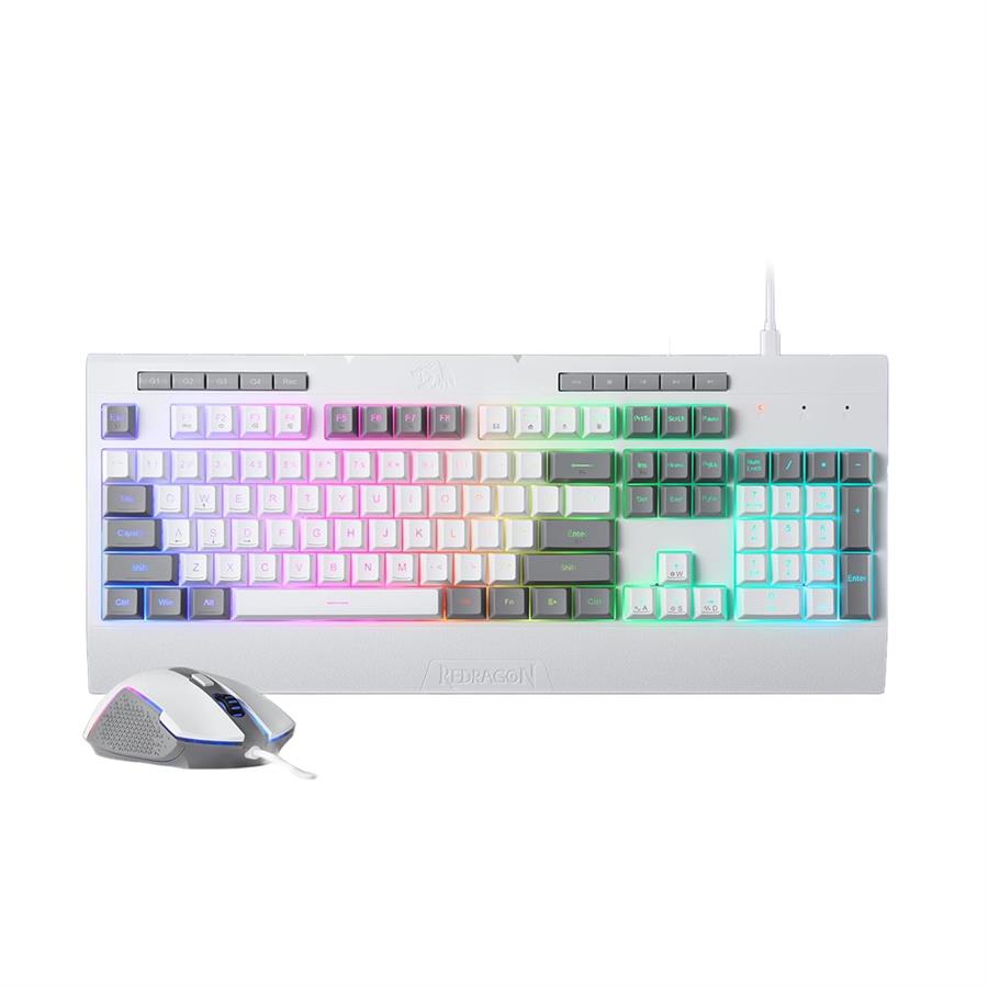 Kit Gamer Teclado Y Ratón Redragon S151W RGB Blanco Y Gris