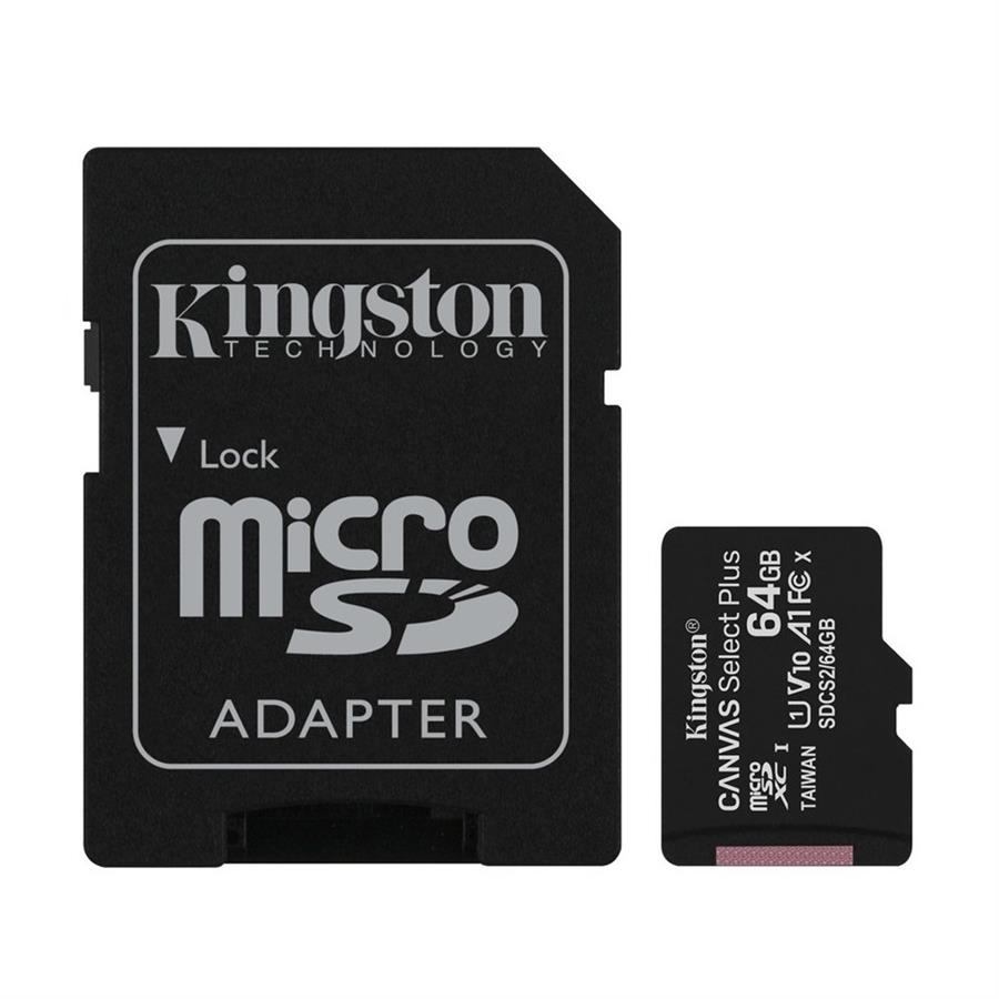 Tarjeta Micro Sd Kingston 64Gb C/Adap Clase 10 Uhs-I (U1) 100Mb/S Canvas Plus