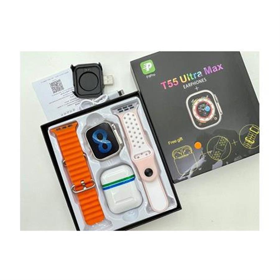 Smartwatch + Auricular + 2 Mallas T55 ULTRA MAX - Naranja