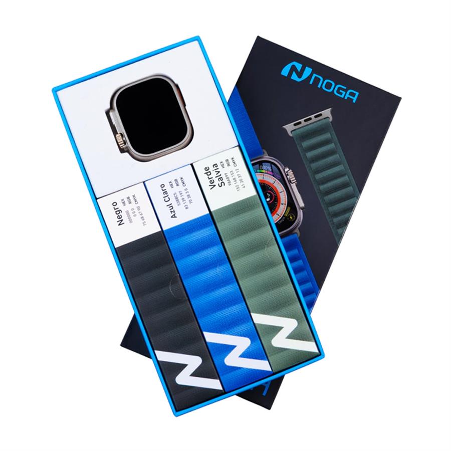 SW17S Smartwatch Noga Watch + 3 Mallas + Vidrio Protector - Azul, Verde y Negro