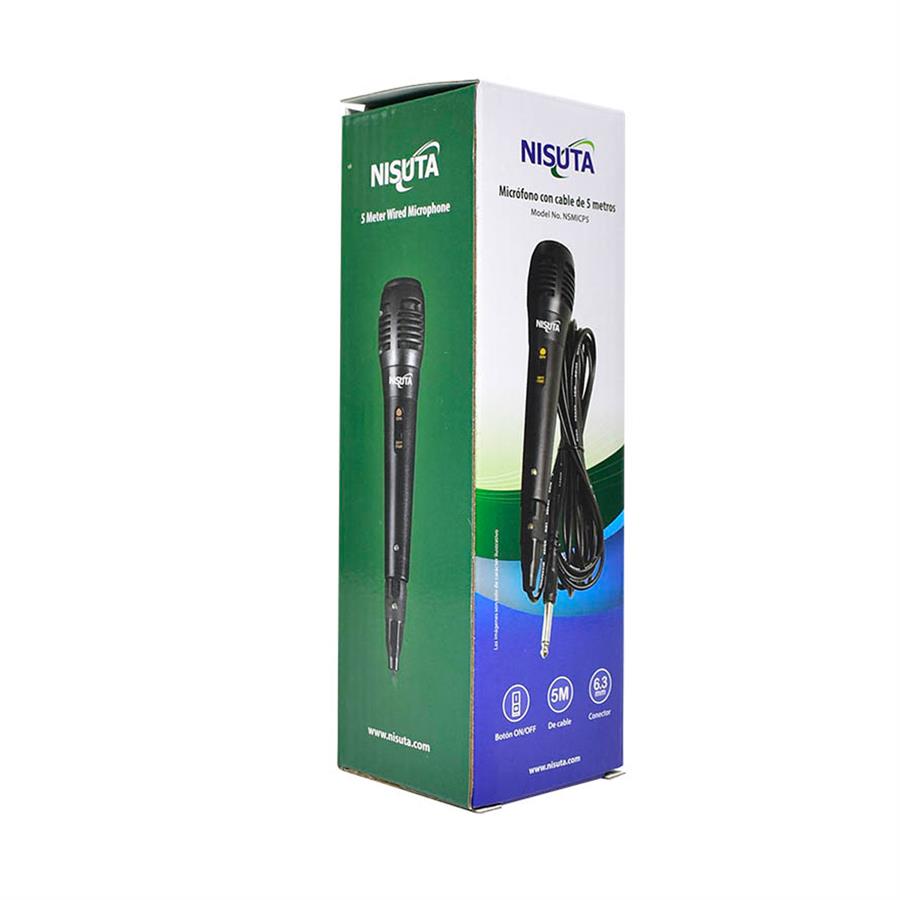 Micrófono cableado plug 6.3mm con cable de 5m Nisuta NSMICP5