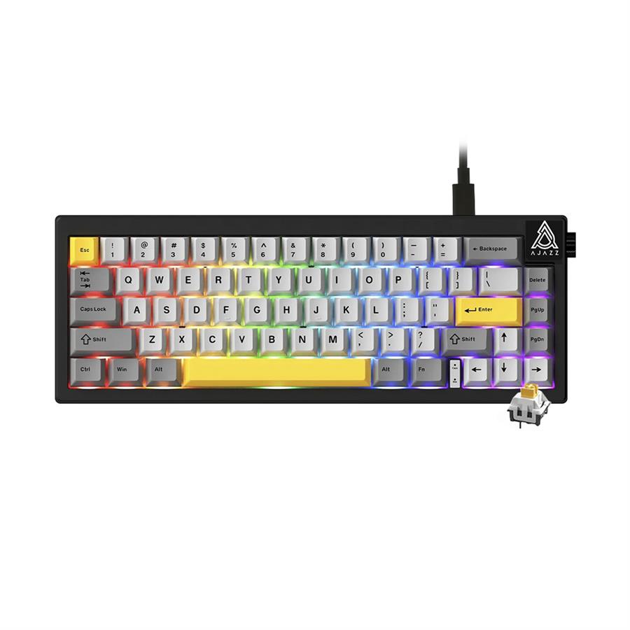 Teclado Mecanico Ajazz Ak650 Nacodexx Mini Usb Rgb Amarillo Luna Inglés Gris Blanco