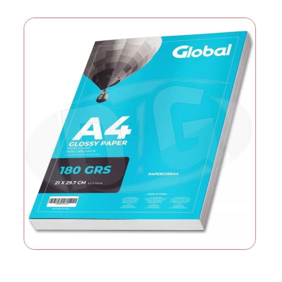 Papel Fotografico Brillante A4 180gr 20 Hojas - Global