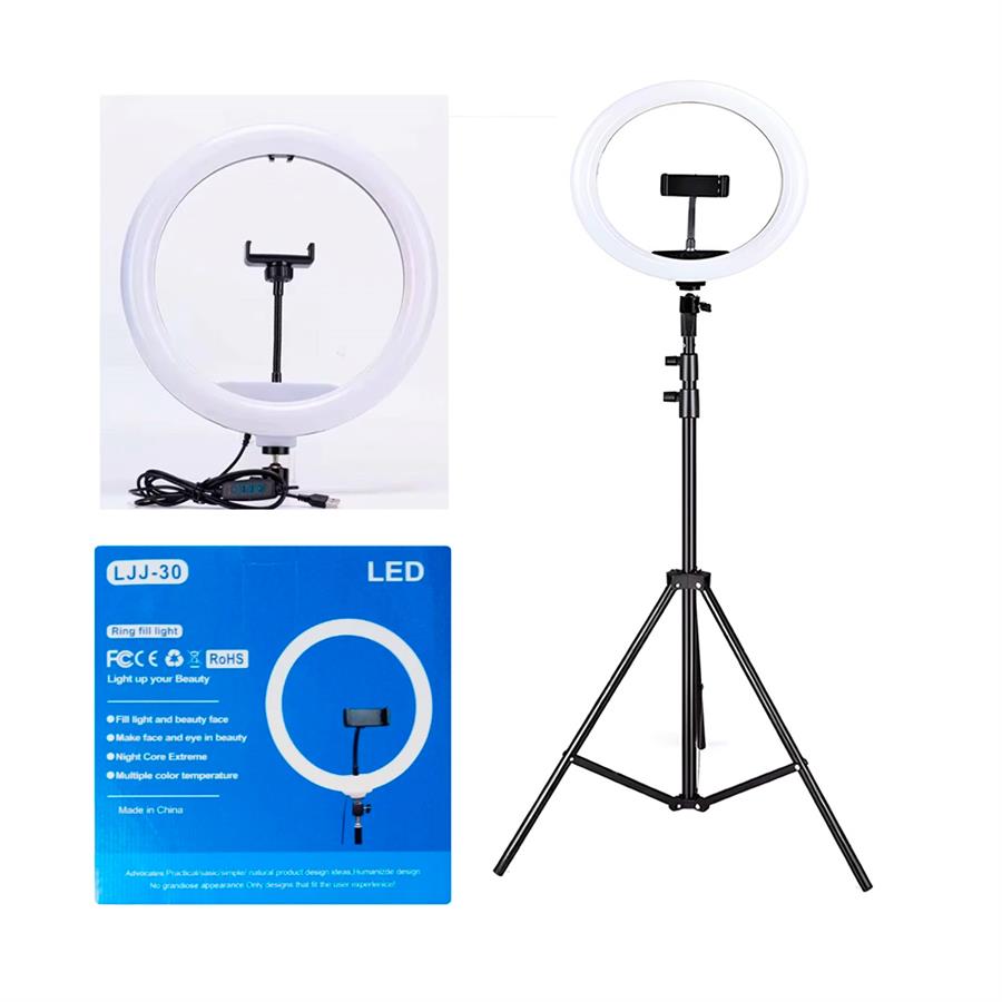Aro De Luz LED LJJ-30 30 Cm Con Luz Regulable – Ideal Para Streaming, Fotos Y Maquillaje (Sin Trípode)