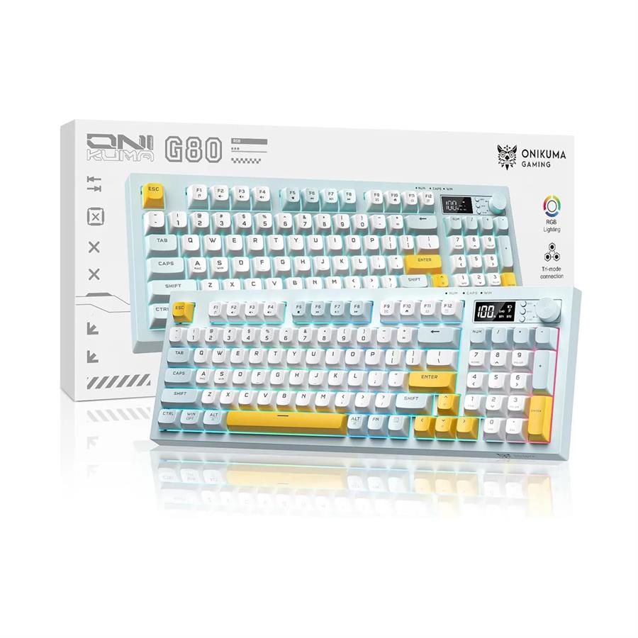Teclado Gamer Inalambrico Onikuma G80 Membrana Crema Con Retroiluminación Arcoiris