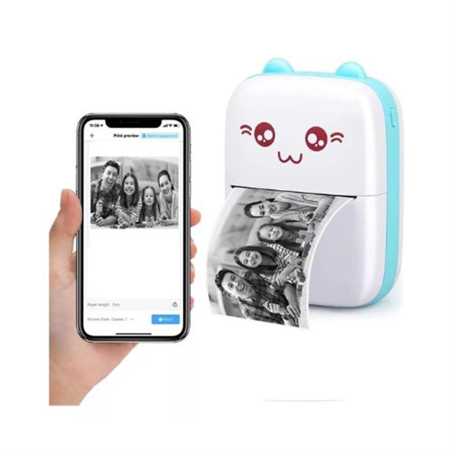 Mini Impresora Termica Gatito Portatil Bluetooth Etiquetadora + 1 Rollo DYJ-C9